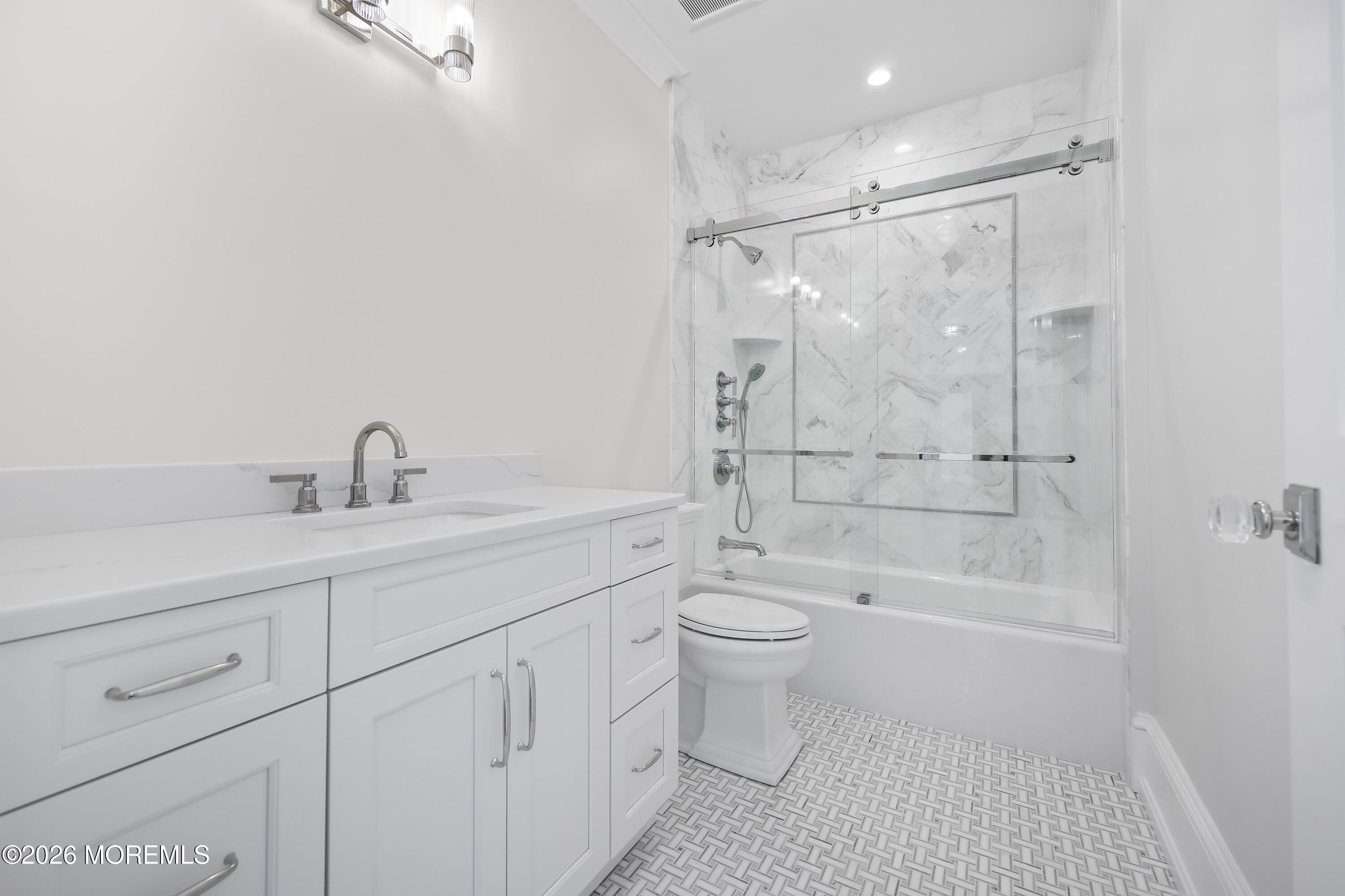 4 Club Way Rumson, NJ 07760 - Photo 46 of 79 a bathroom with a shower toilet sink and mirror