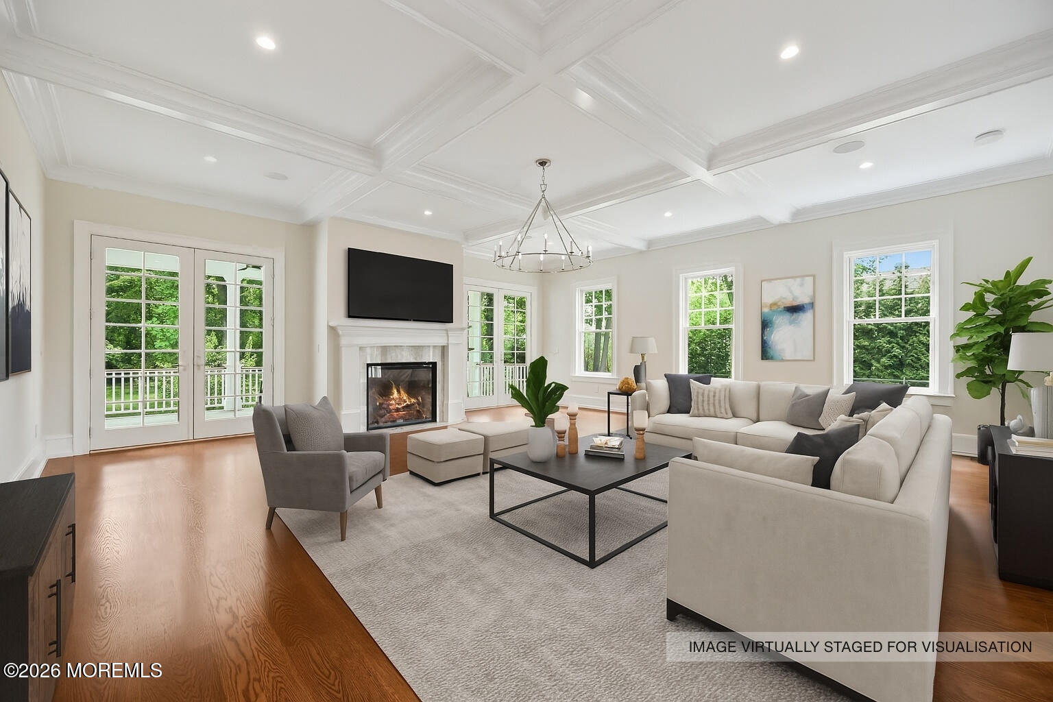 4 Club Way Rumson, NJ 07760 - Photo 66 of 79 a living room with furniture fireplace and large windows