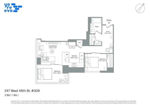 $970,000 | 247 West 46th Street, Unit 308 | Theater District