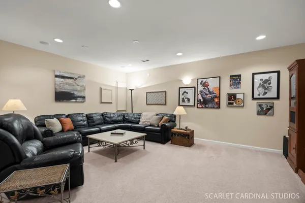 a living room with furniture and a couch