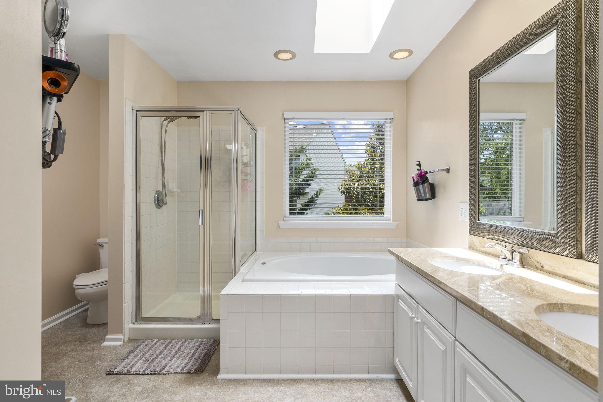 2408 Ripplemeade Court Herndon, VA 20171 - Photo 20 of 36 a spacious bathroom with a tub a sink and a large mirror