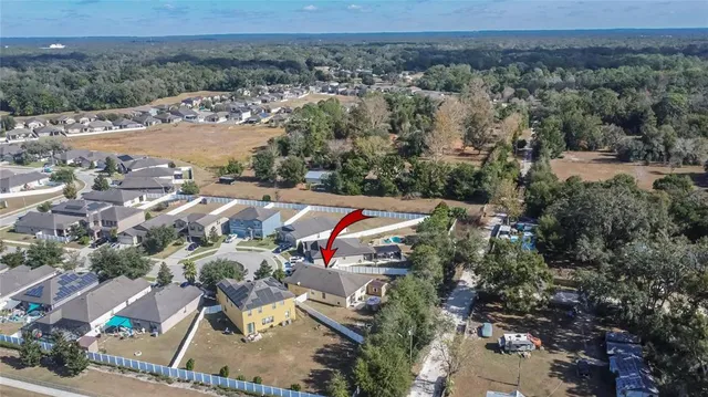 an aerial view of a house