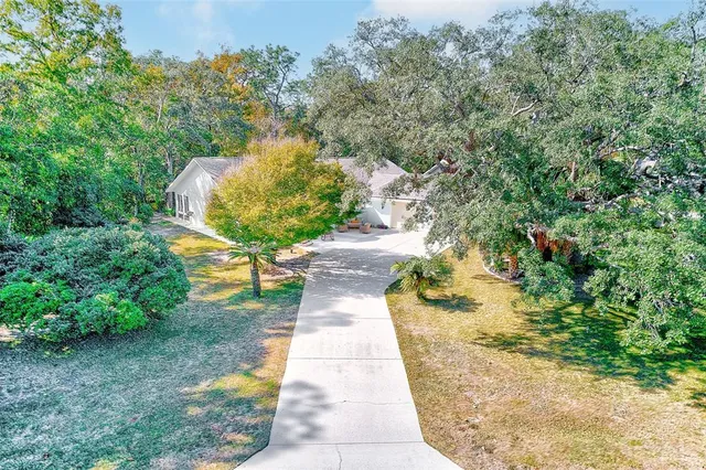 a view of a pathway with a yard