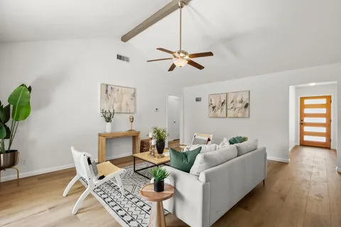 a living room with furniture