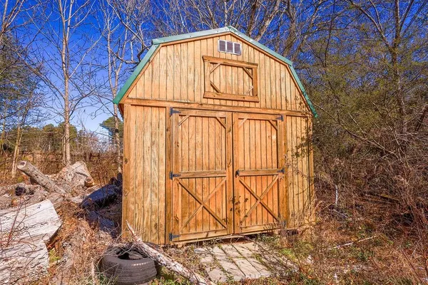 a view of a wooden door