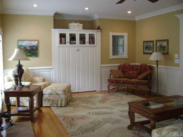 5317 Mill Dam Road Wake Forest, NC 27587 - Photo 7 of 12 Another view of the family room. Built-ins with stained glass window. Den/Family/Great Room