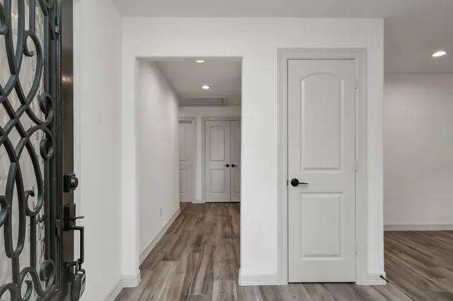 wooden floor with a mirror
