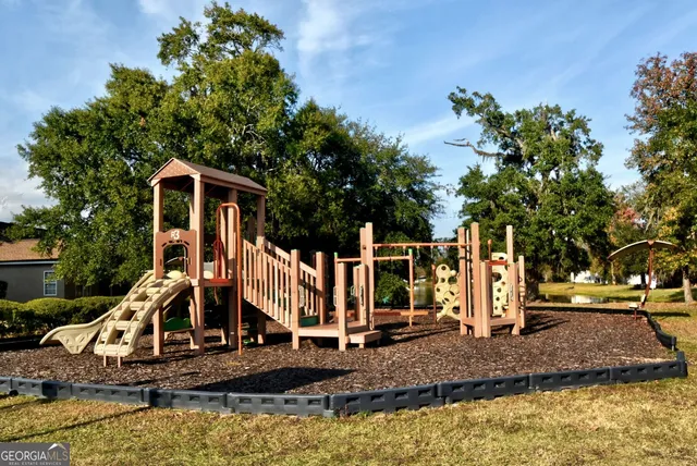 a view of a sign in a garden