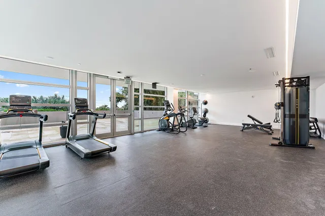 a view of a room with gym equipment