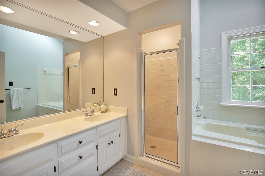 3501 Buckhead Road Midlothian, VA 23113 - Photo 12 of 17 a bathroom with a double vanity sink mirror and shower