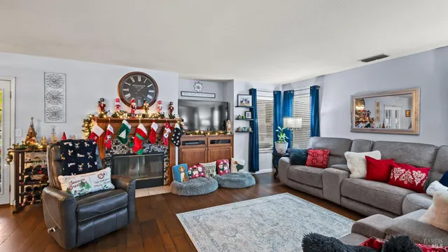 a living room with furniture and a couch