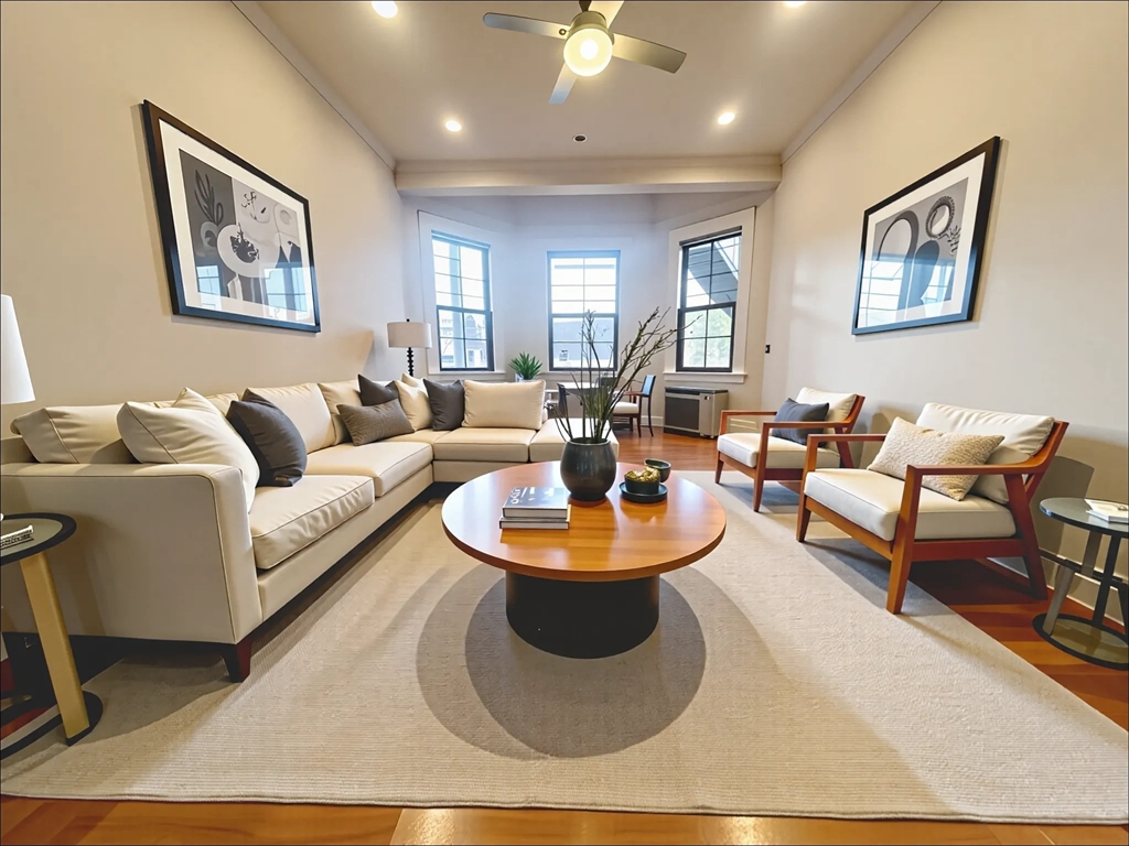 219 Commonwealth Avenue, Unit 12 Newton, MA 02467 - Photo 1 of 12 a living room with furniture and a large window