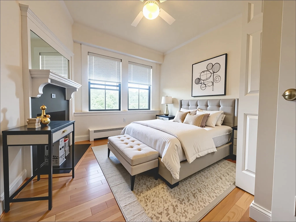 219 Commonwealth Avenue, Unit 12 Newton, MA 02467 - Photo 2 of 12 a bedroom with bed and a window