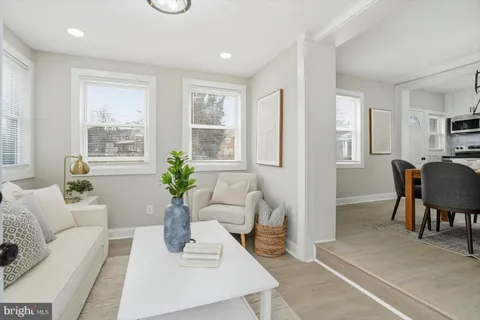 a living room with furniture potted plant and windows