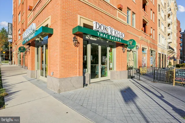 a front view of a building with street