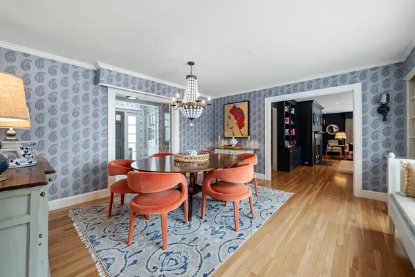 a outdoor space with patio furniture and a wooden floor