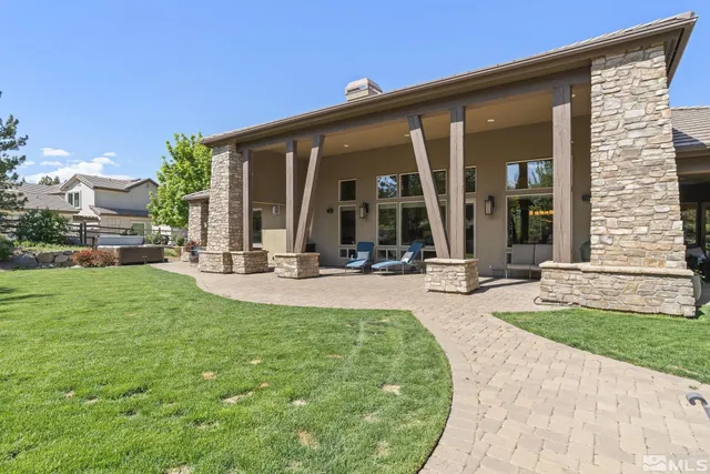 front view of a house with a patio