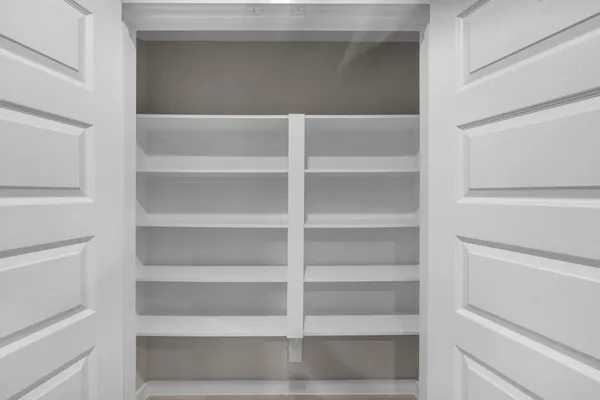 a view of an empty walk in closet