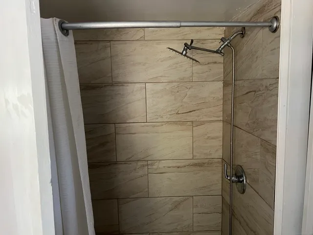 a bathroom with a shower