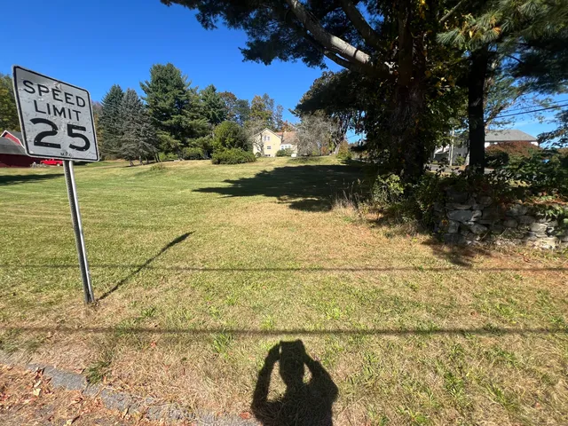 a view of a street with a yard