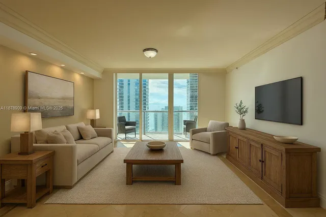 a living room with furniture and a flat screen tv