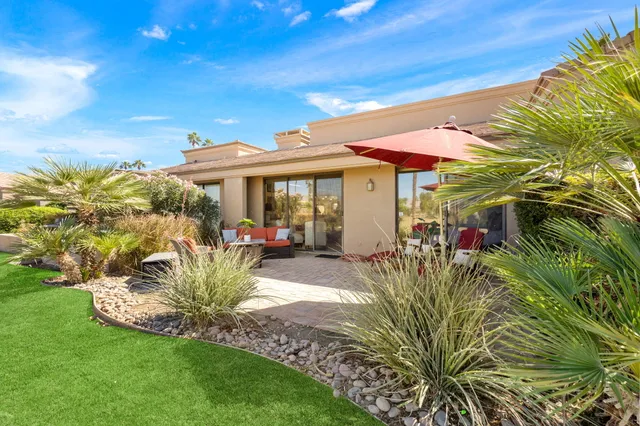 a view of a terrace with a fireplace