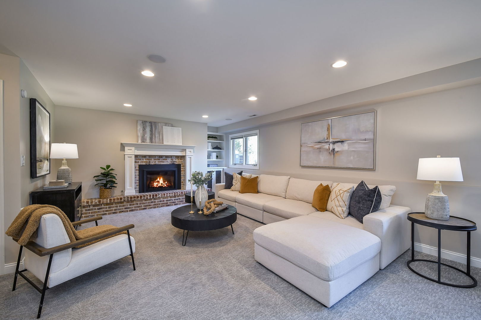 4733 Roslyn Road Downers Grove, IL 60515 - Photo 12 of 46 a living room with furniture and a fireplace