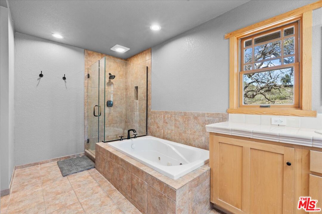 28200 Pine Canyon Road Lake Hughes, CA 93532 - Photo 35 of 52 a bathroom with a tub a sink and a shower
