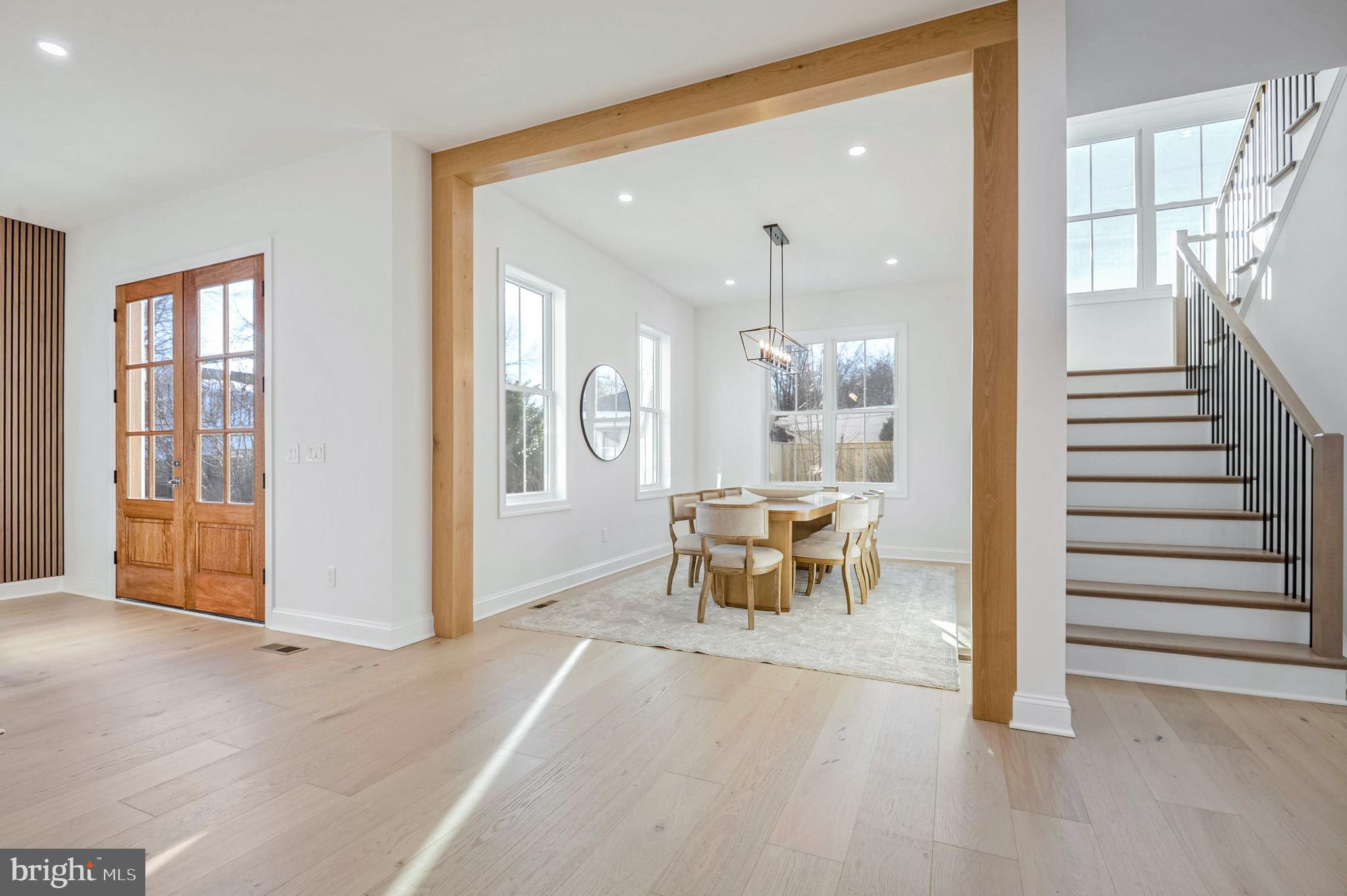 1809 Shenandoah Road Alexandria, VA 22308 - Photo 22 of 77 Custom Hand Hewn White Oak Beams on Dining Room