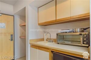 223 Hunter Road, Unit B303 Brian Head, UT 84719 - Photo 19 of 49 Kitchen with light countertops and white cabinetry