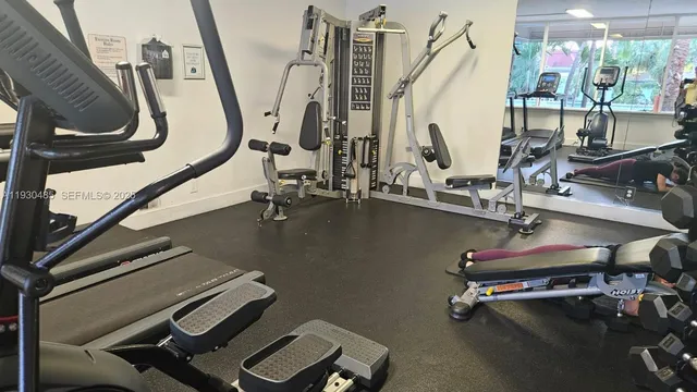 a view of a room with gym equipment