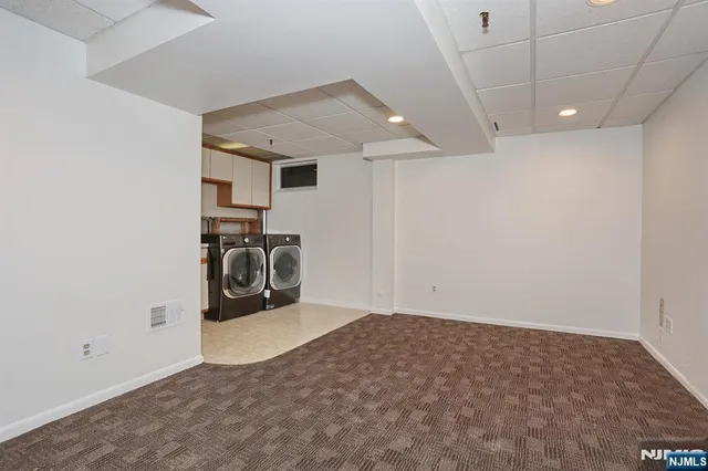 a view of a livingroom with storage space