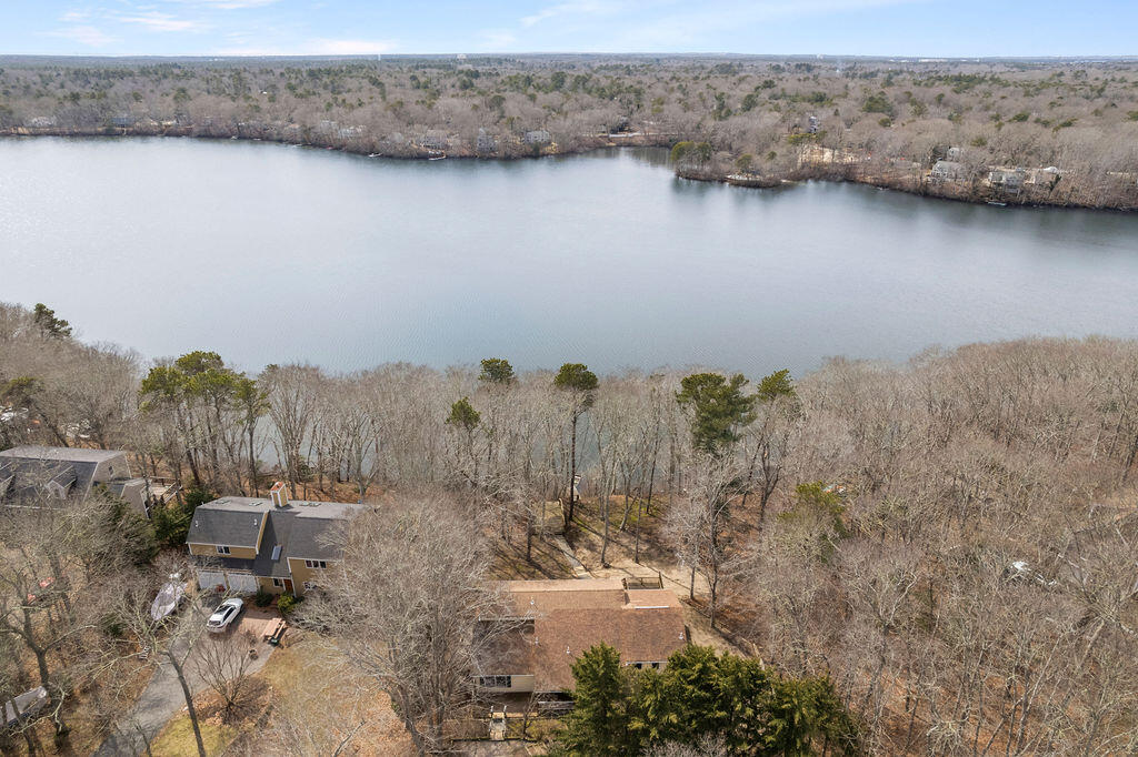 a view of a lake with mountain