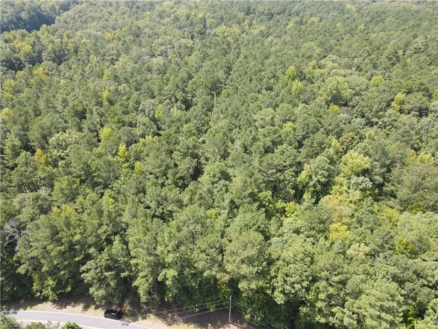 a view of a field of grass and trees