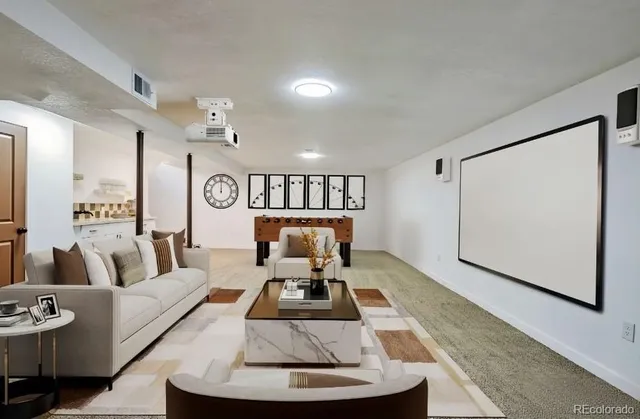 a living room with furniture