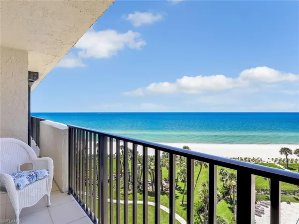 a balcony with view of city