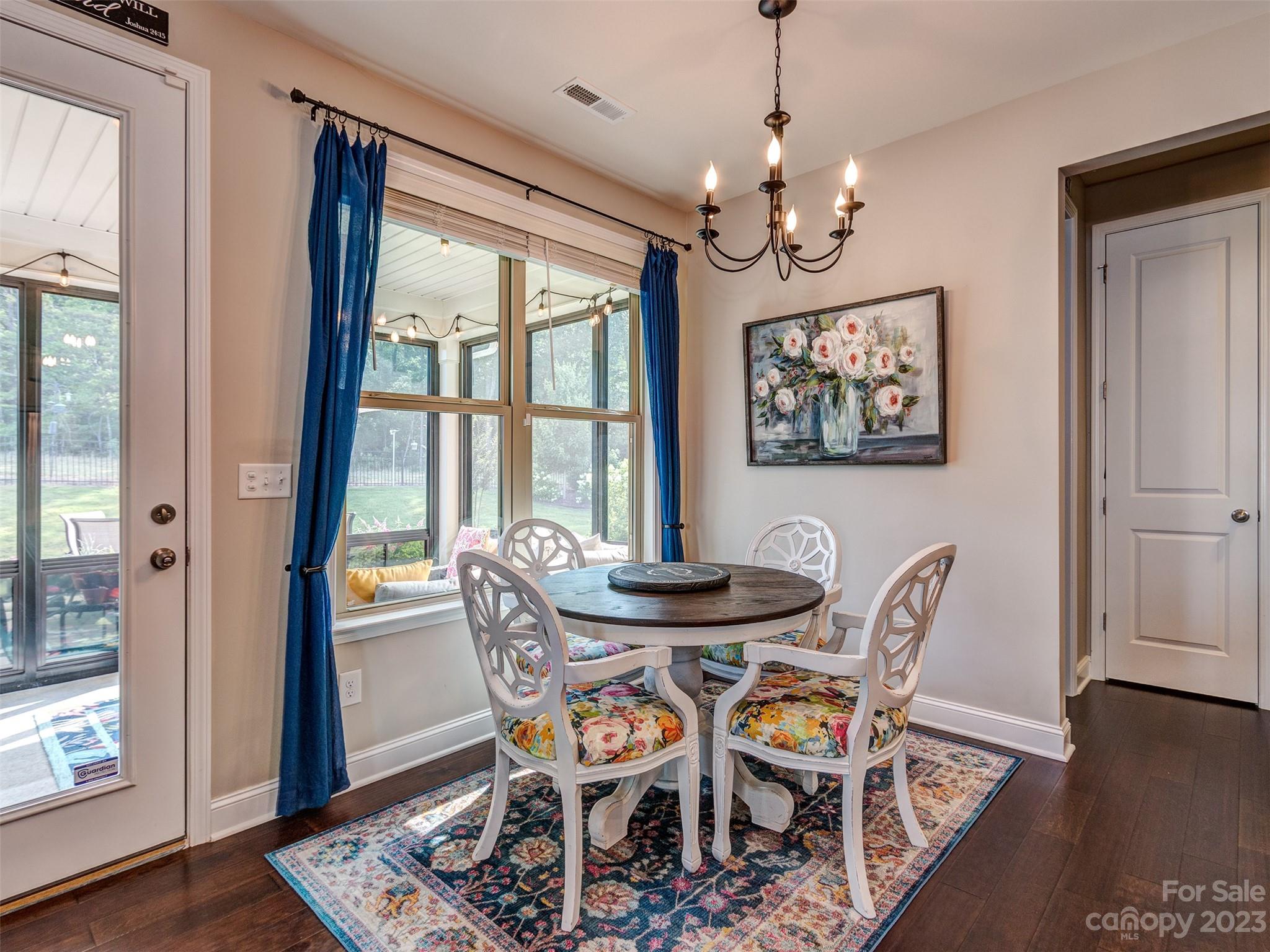 5515 Braddock Ml Way Lancaster, SC 29720 - Photo 14 of 41 a dining room with furniture a chandelier and wooden floor