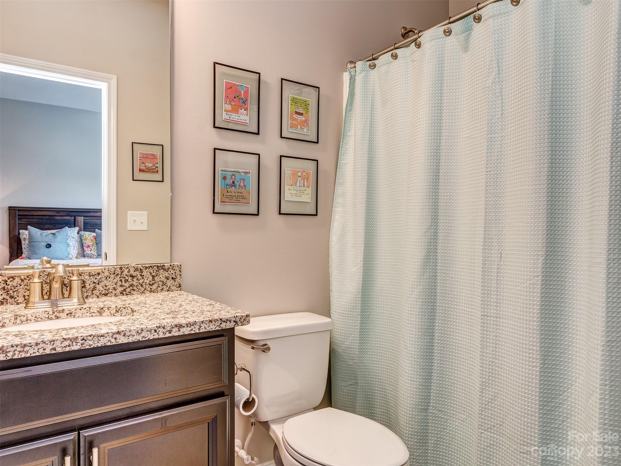 5515 Braddock Ml Way Lancaster, SC 29720 - Photo 26 of 41 a bathroom with a granite countertop sink toilet and a mirror
