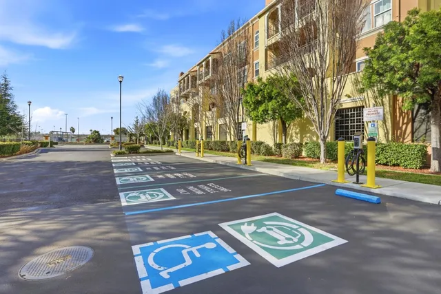 a front view of a multi story building