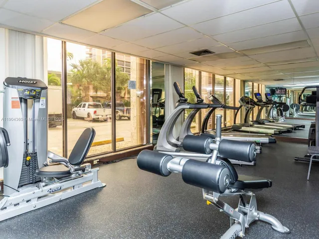 a view of a room with gym equipment