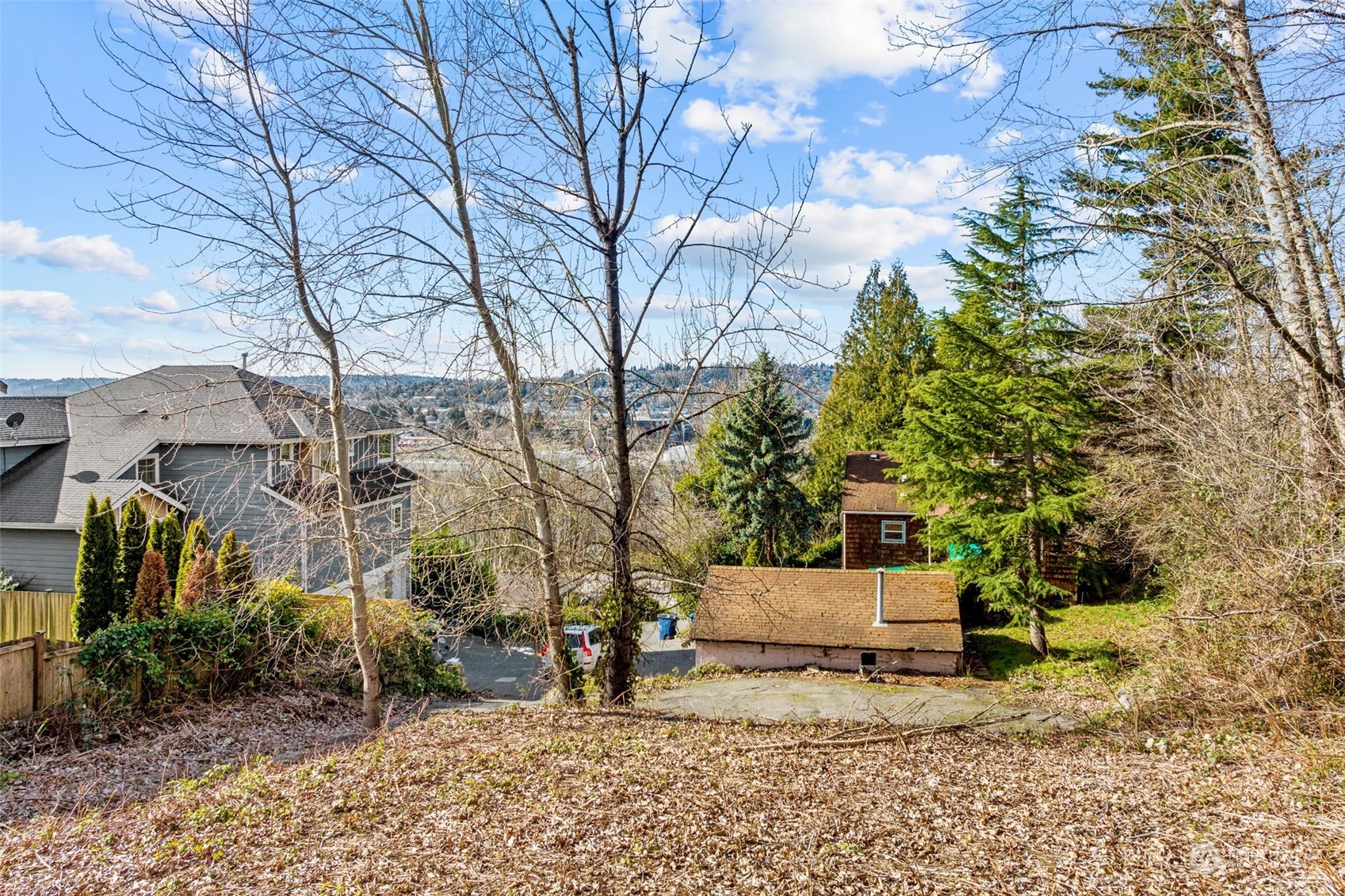666 Sunset Boulevard Northeast Renton, WA 98056 - Photo 3 of 39 a backyard of a house with parked trees