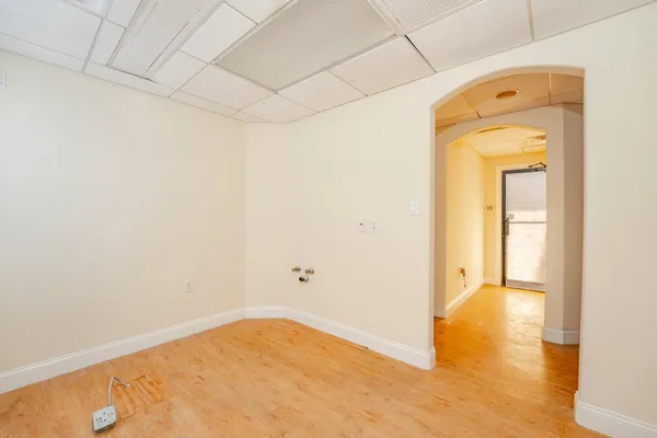 an empty room with windows
