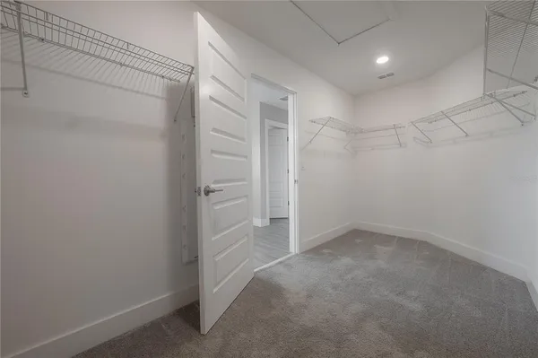 an empty room with closet