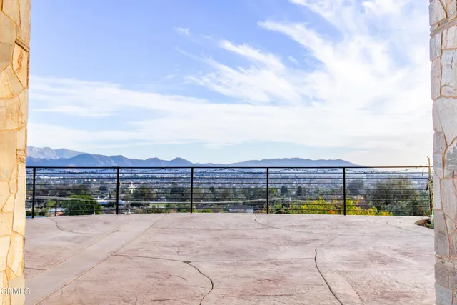 a view of a terrace with a bench