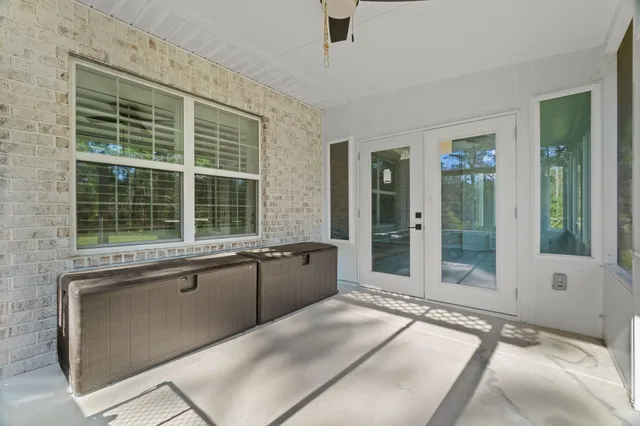 a view of a golf course with a house