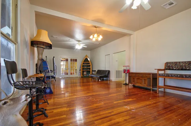 a view of a room with gym equipment