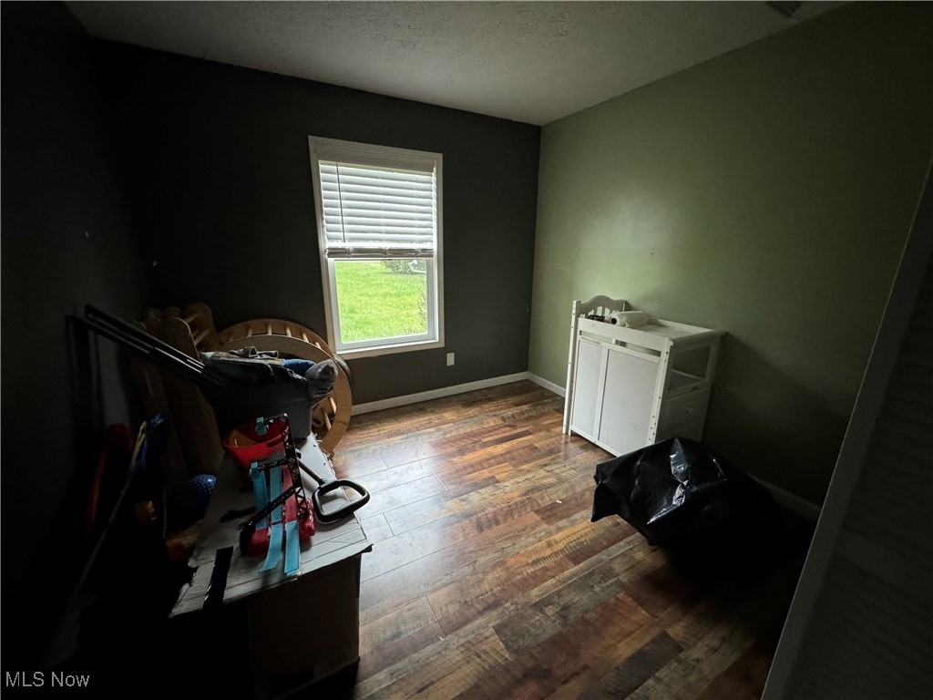 1425 Bennett Road Madison, OH 44057 - Photo 13 of 17 Miscellaneous room featuring a textured ceiling and dark hardwood / wood-style floors