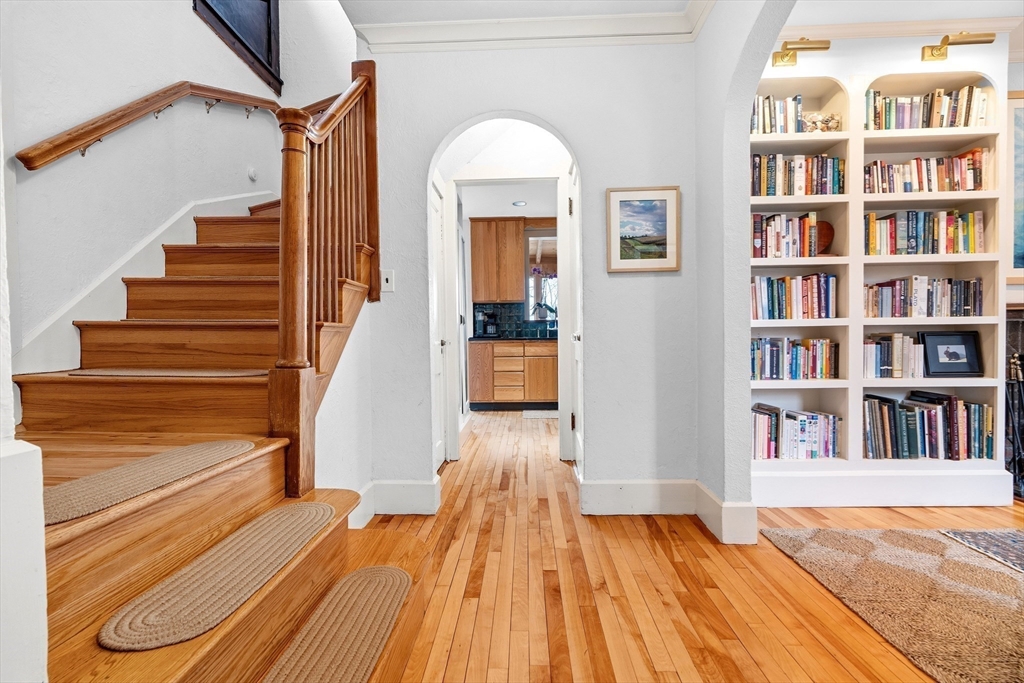 61 Huntington Road Newton, MA 02458 - Photo 3 of 41 a view of entryway with wooden floor and stairs