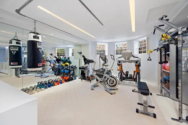 a view of a room with gym equipment