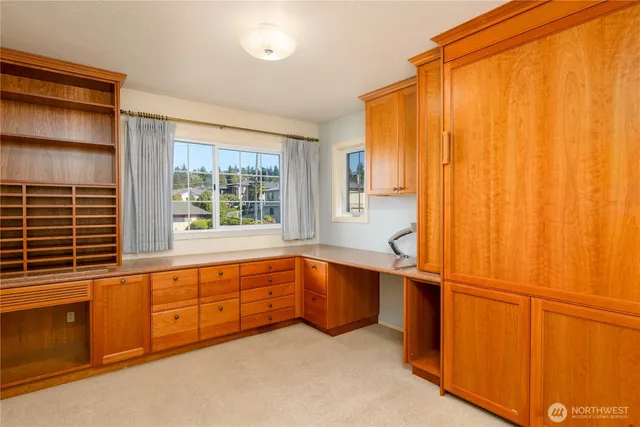 a close view of a closet in the bathroom